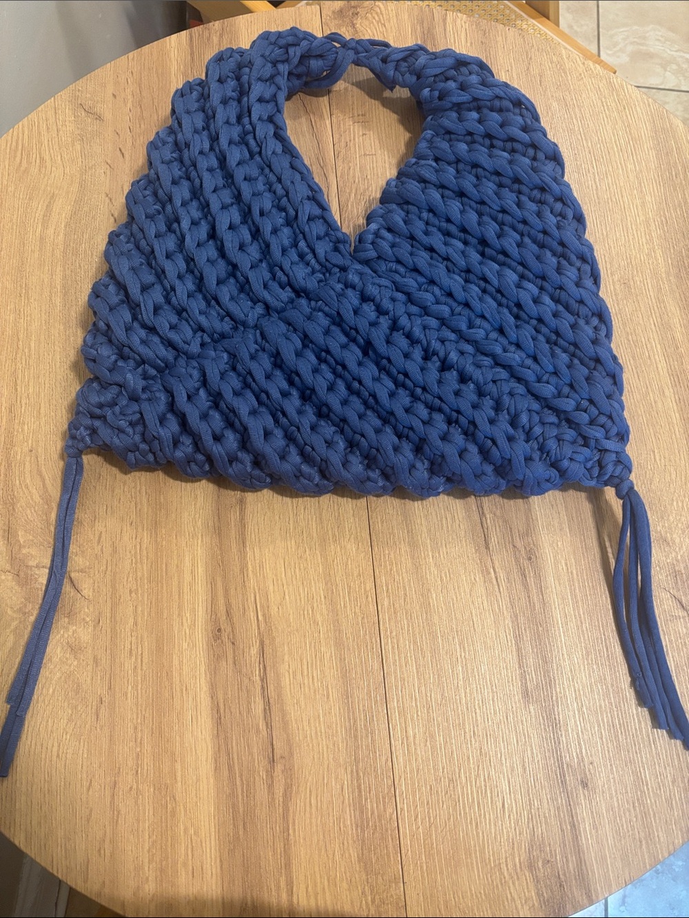 Handmade Crochet Tshirt Yarn Triangle Tote